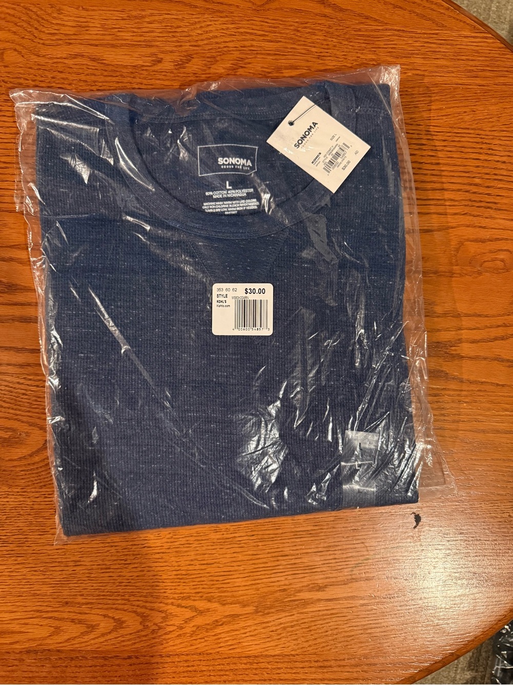 Sonoma Navy Blue Waffle Thermal Long Sleeve